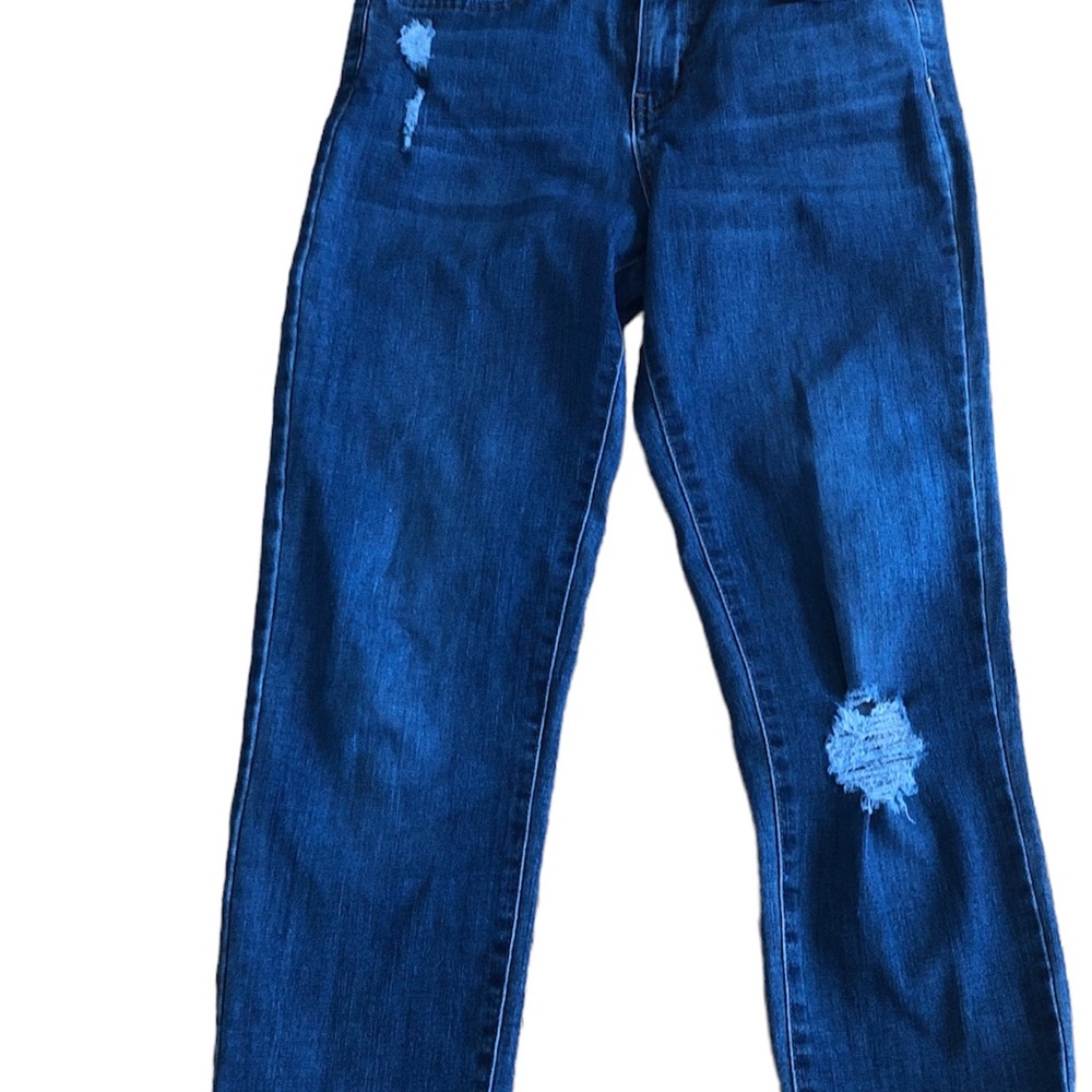 Levi’s Levi Strauss Mid-rise Boyfriend Dark Wash Distressed Denim Jeans - Picture 1 of 7